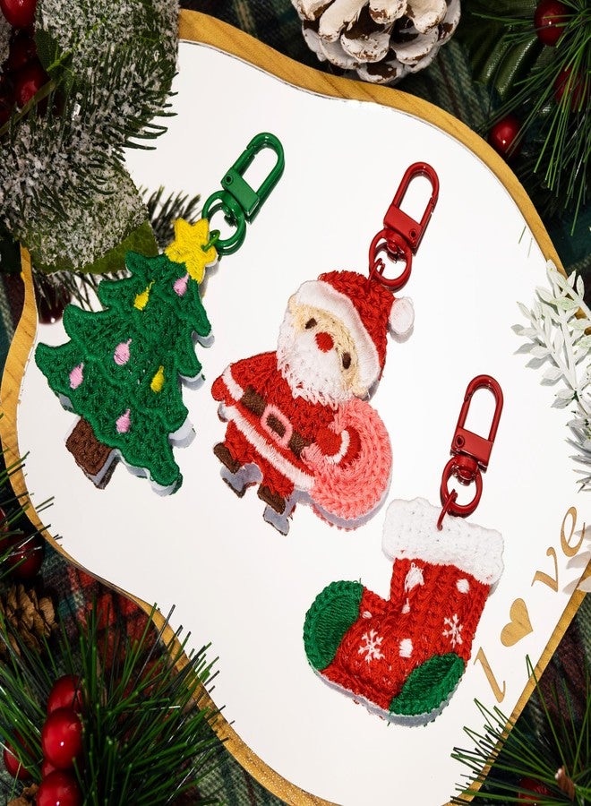 Aisity 3pcs Cute Keychain Christmas Gifts for Women Teen Girls Boy Daughter Son Cute Christmas Tree & Santa Stock Purse Bag Charms Small Stocking Stuffers for Teen Girls Women - Image 2